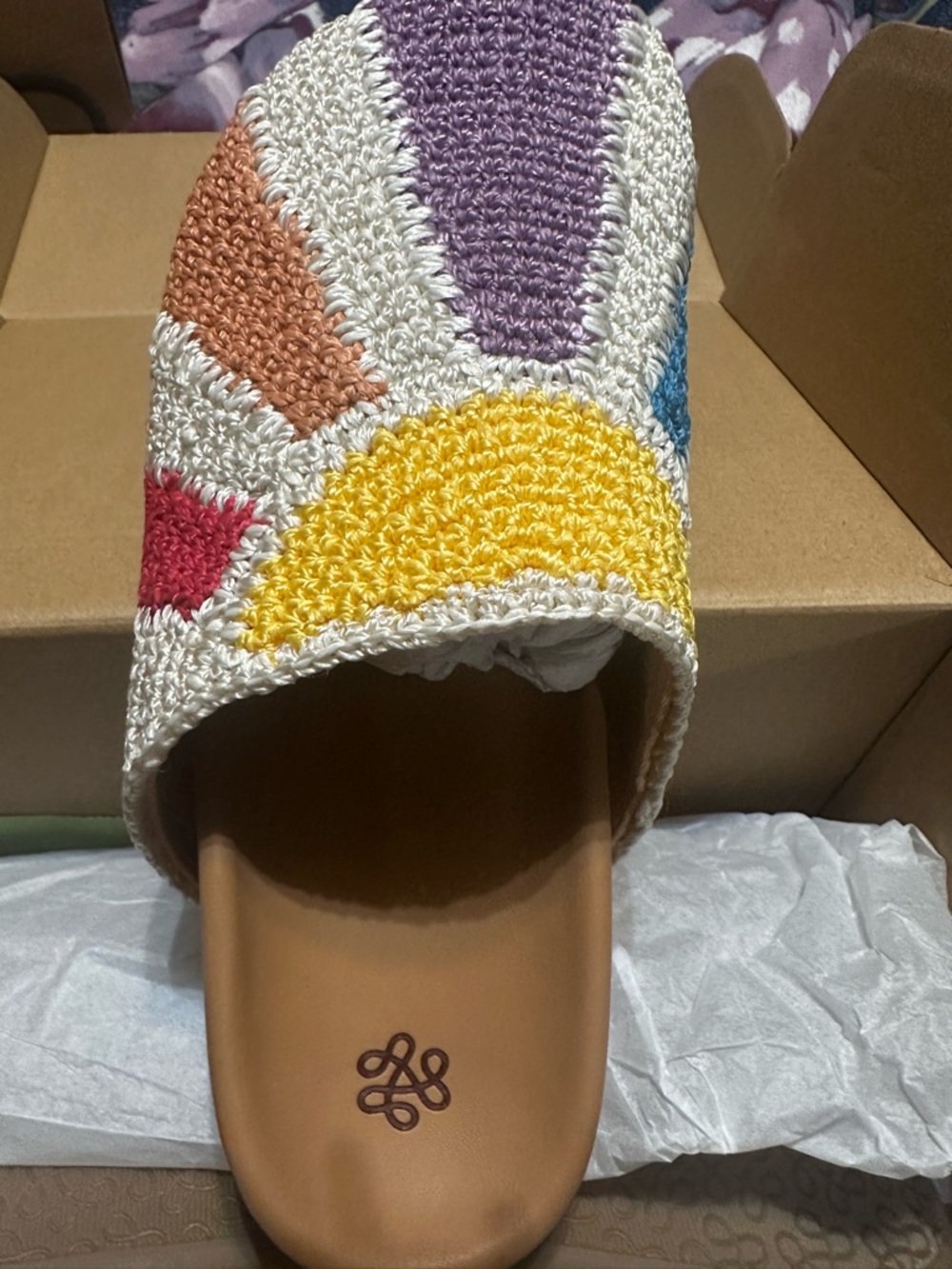 The Sak Multicolor Crochet Slide Sandal - Yellow, Purple, Blue, Pink, Orange